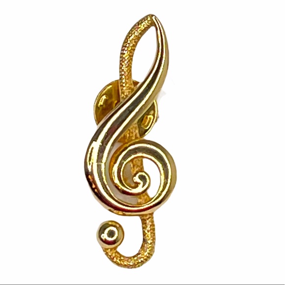 JJ Treble Clef & Slanted Beamed Sixteenth Note Pin - Picture 3 of 7